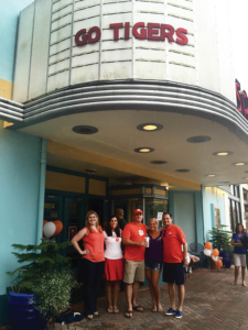 Pictured: Jacksonville Club leadership (l-r), in front of the San Marco Theatre: Ashley Helmick ‘11, president; Hannah Esposito ‘11, community relations director; Jon Storck ‘99, secretary; Megan Storck; and Brandon Beck ‘01, vice president.