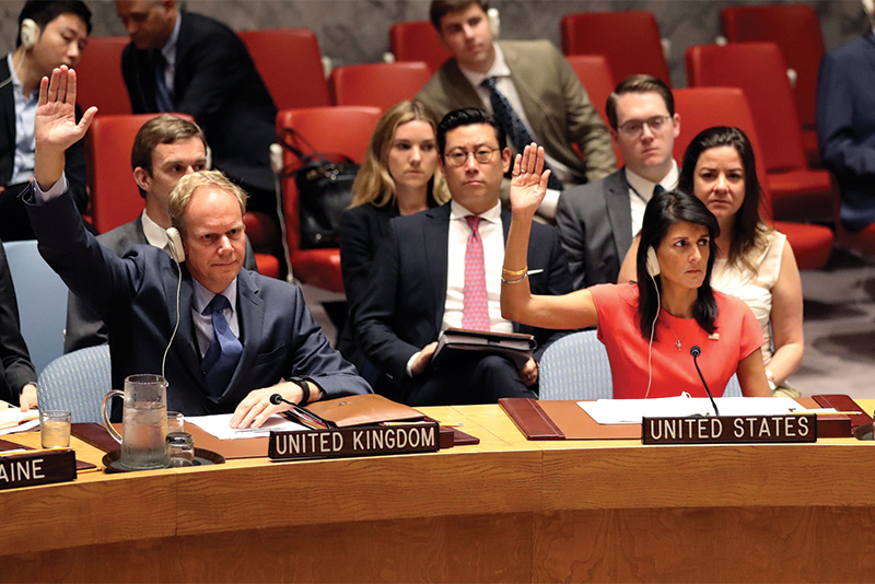 Nikki Haley voting resolutions at UN