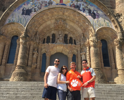 Spain: Left to right, Tyler, Paul M ’87, Ana and Kyle ’20 Seelman