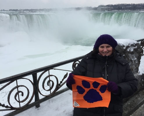 Canada: Becca Driggers Doswell ’90 braves the cold at Niagara Falls in Ontario.