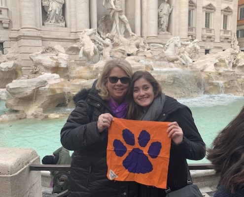 Italy: Michal Clark Miller ’82 and Emily Perrotta ’18 visited the famous Trevi Fountain in Rome.