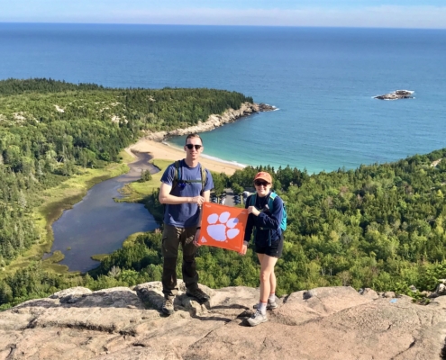 Maine: Amanda Hrubresh ’13 and Collin ’16 Clemons hiked Beehive Trail in Acadia National Park. “[Beehive Trail] is only 1.4 miles long, but you gain 488 feet in elevation and often climb up vertically on iron rungs, bridges, and hand and foot holds,” Amanda wrote.