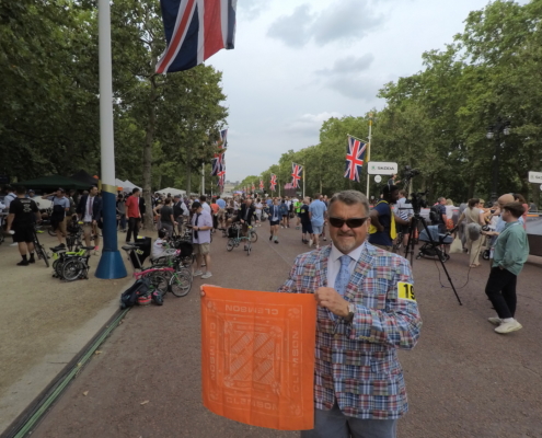England: Todd Hayden ’84 participated in the Brompton World Championship bicycle race with his son: “[The race is] in commuter business attire on folding bikes, handmade in London, with a Le Mans style start.”