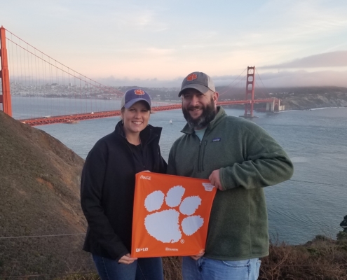 California: Laura Kline ’08, M ’10 and Jason Fulmer ’09, both civil engineering graduates who work in road and bridge construction, visited the Golden Gate Bridge in San Francisco on their first trip to California.