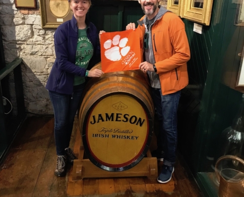 Ireland: Meredith Swain M ’15 and Adam M ’11, Ph.D. ’15 Millsap brought their Tiger Rag on a trip to Ireland.