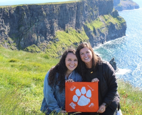 Ireland: Haley Vivona ’19 and Mary Web Adams ’19, both health science majors, took a trip to Ireland, visiting the famous Cliffs of Moher, to celebrate their graduation from Clemson.