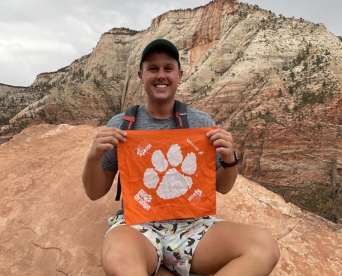 Utah: Jeremy DiGorio ’11 packed his Tiger Rag on a hike of Angels Landing, a 1,488-foot-tall rock formation, in Zion National Park