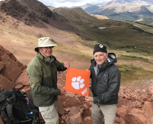 Colorado: John Cely and Heyward Douglass ’69 stopped at West Maroon Pass for a picture during their hike on the Four Pass Loop trail near Aspen, Colorado.