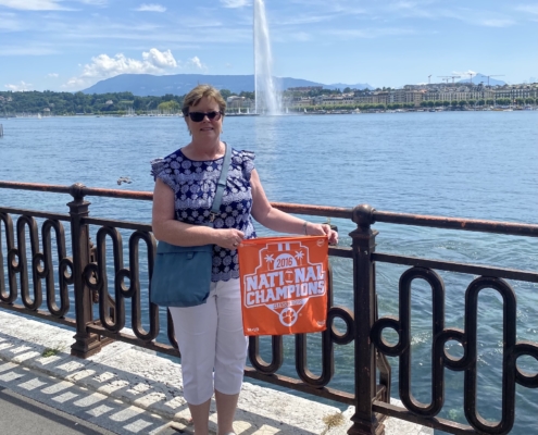 Switzerland: Cecelia Jackson ’05 and her husband visited family in Geneva, Switzerland, in July shortly after Cecilia’s retirement from Clemson at the end of June.