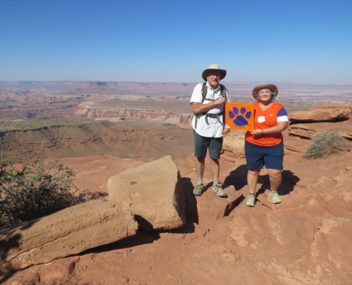 Utah: Kathy Martin Lander ’82 and her brother Pete Martin ’84 on a hike at Canyonlands National Park in Utah.
