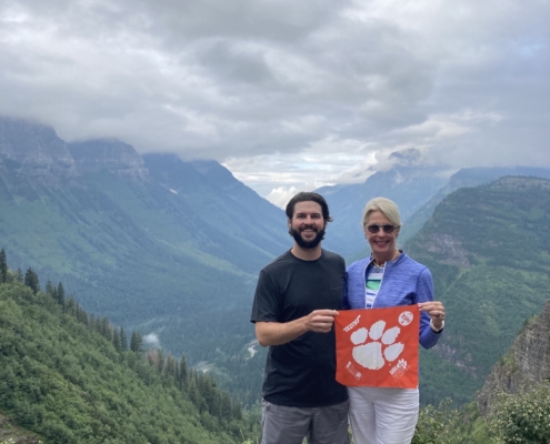 Montana: Hal Miley ’12, M ’13 and his mom, Caroline Hammond Stephenson ’75, on the Going-to-the-Sun Road in Glacier National Park during a family trip.