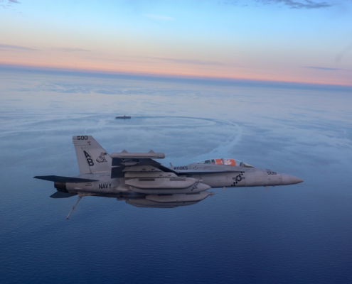 Mediterranean: Brian Sudduth ’13 flew an EA-18G Growler “somewhere in the Eastern Mediterranean,” he says.