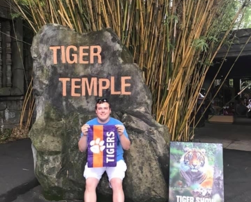 Cody Whitelock ’15 traveled to Queensland, Australia, to visit the Tiger Temple at the Australia Zoo, owned and operated by the Irwins.
